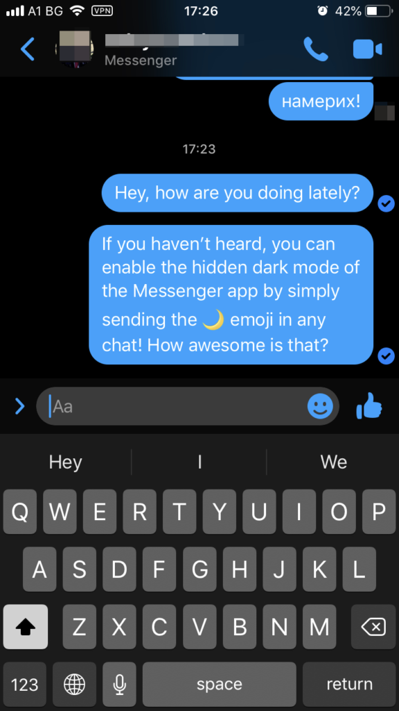 third step to enable facebook messenger dark mode | Night Eye