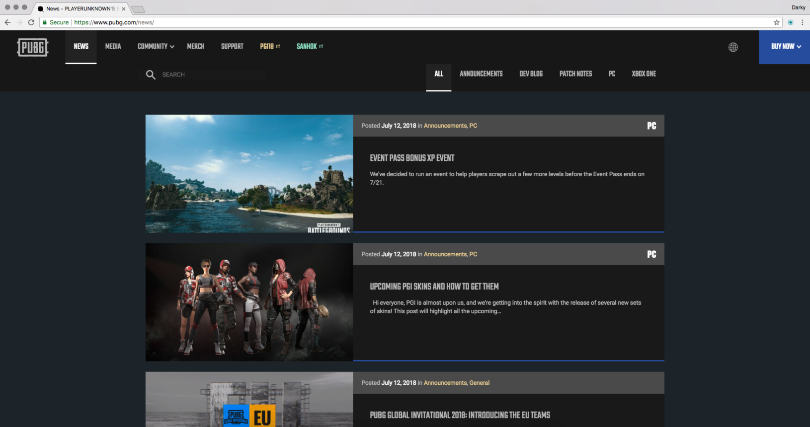 PUBG Night Mode [News & Forums In Dark Mode]