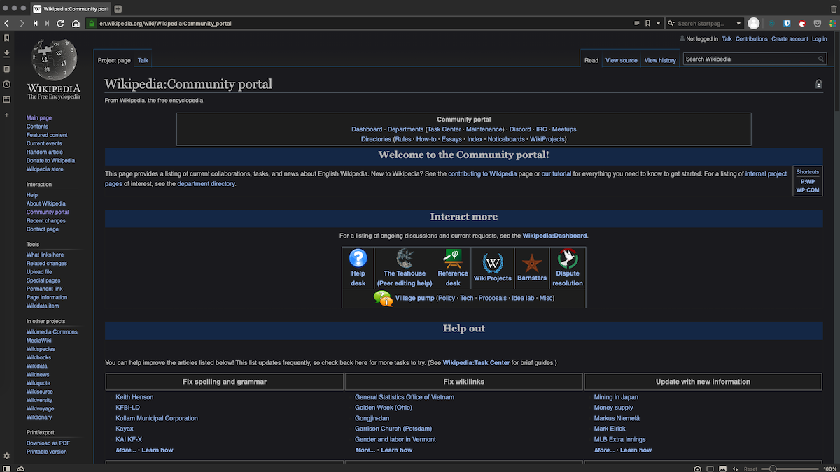 Wikipedia Deep Dark Theme