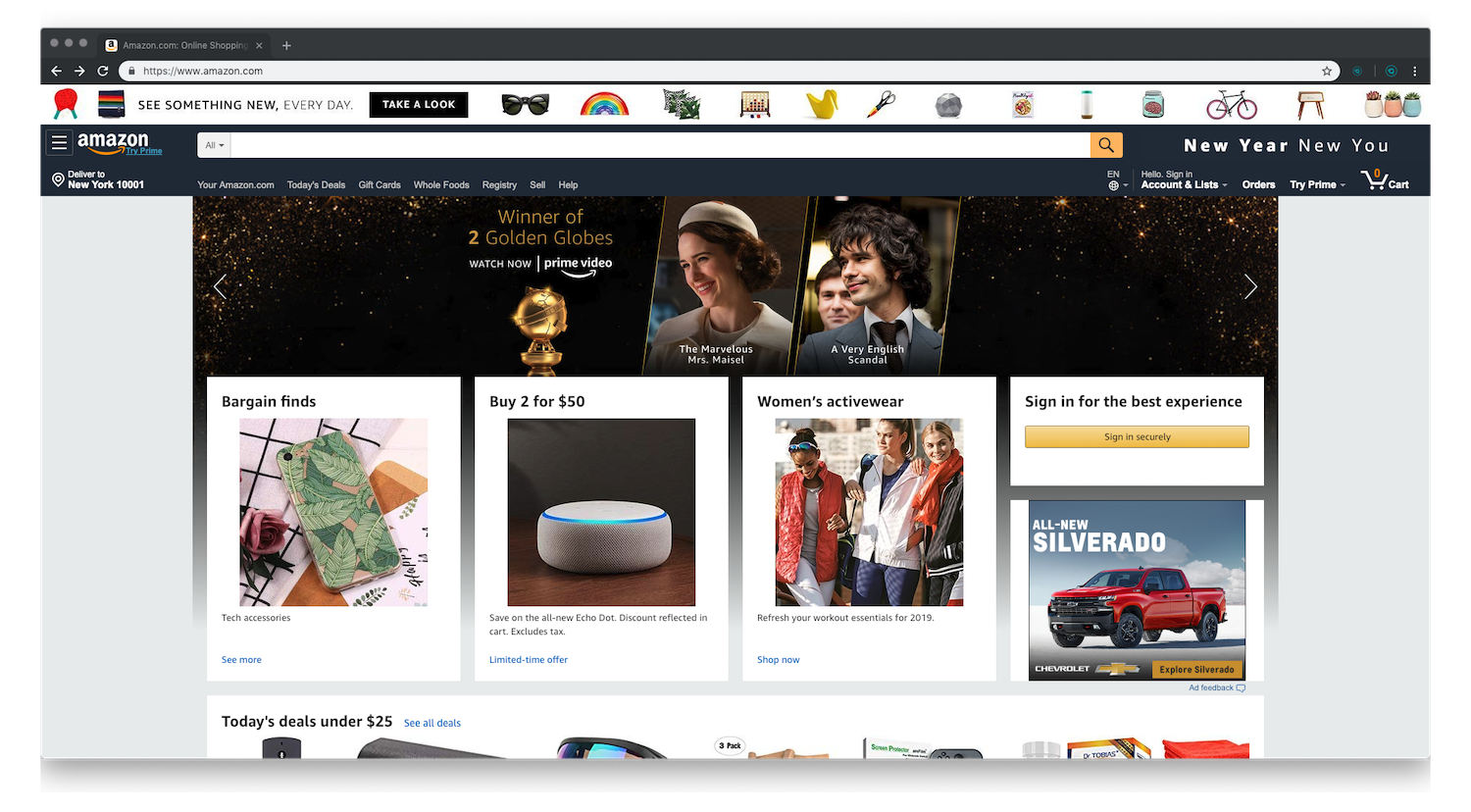 Amazon-home-page-normal-mode