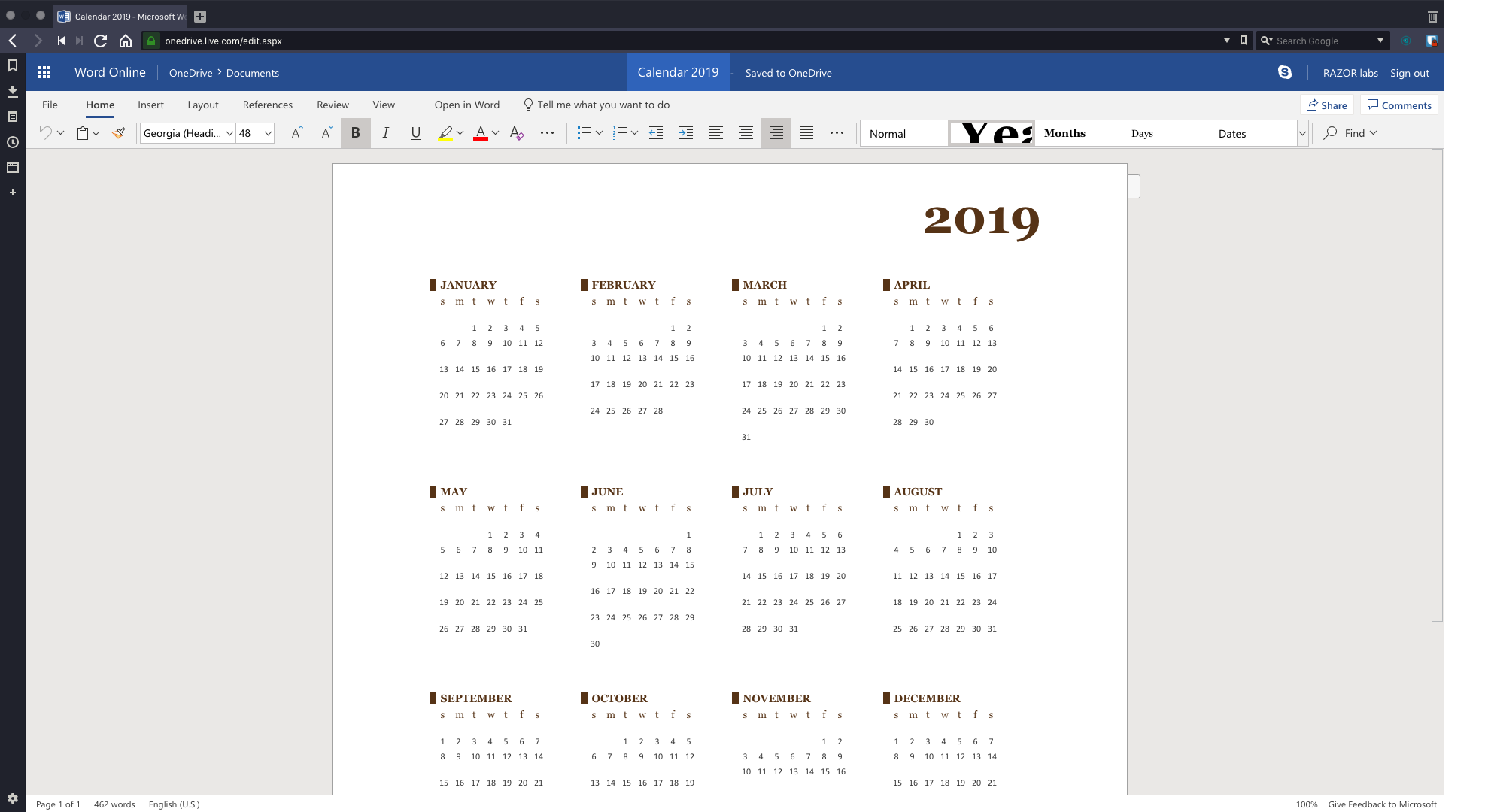 Calendar 2019 – Microsoft Word Online – Vivaldi 2019-01-14 12-53-32(1)