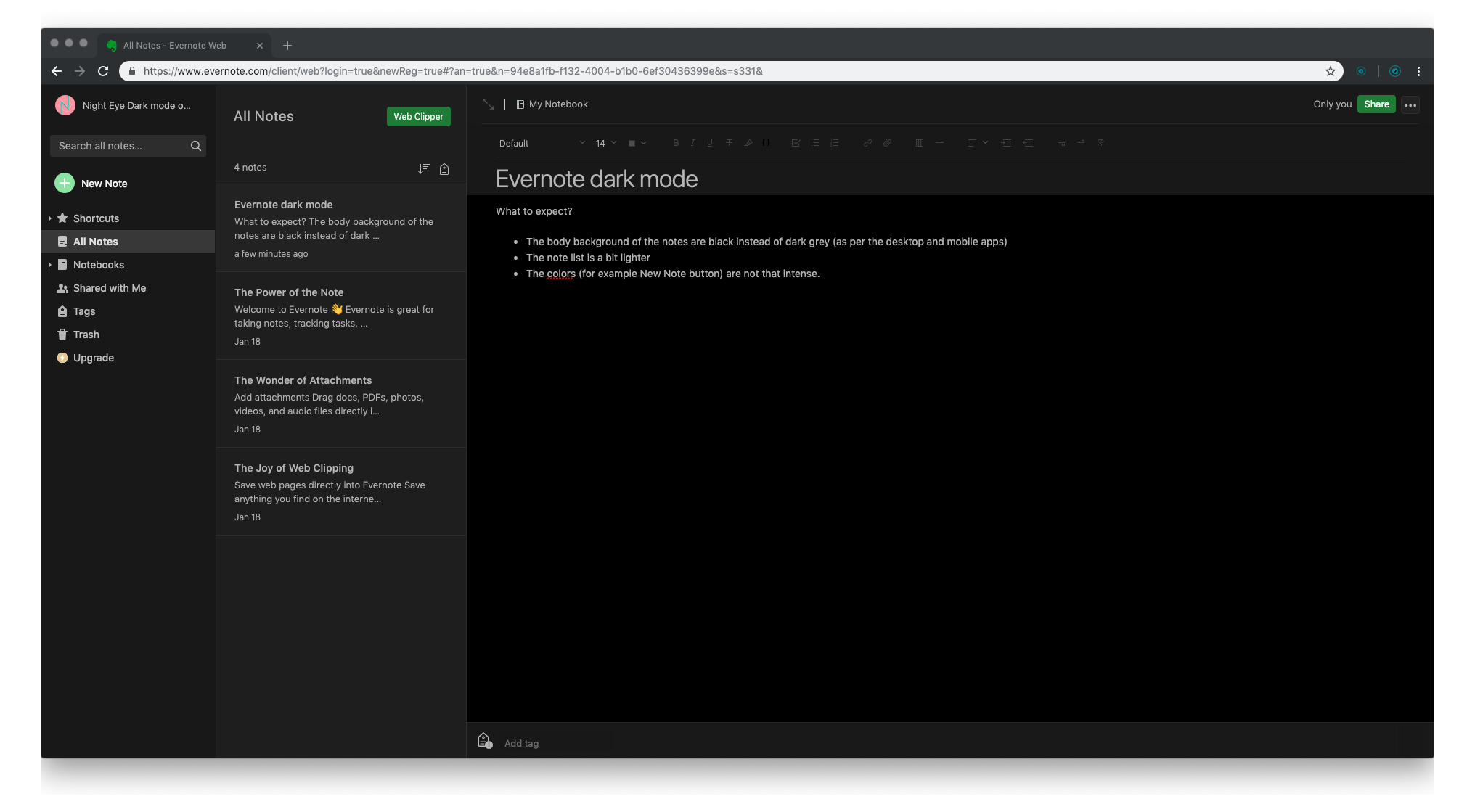 Evernote Dark Mode Enable On Desktop Ios Android