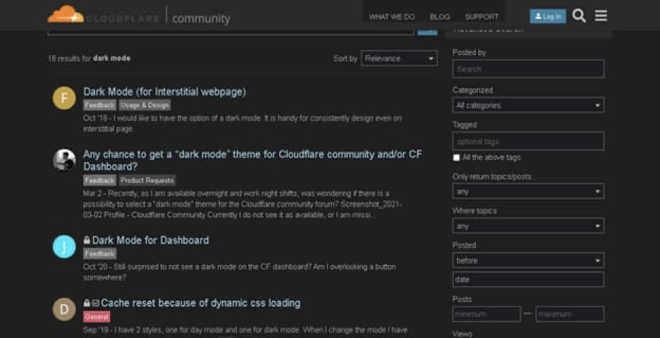 Cloudflare dark mode