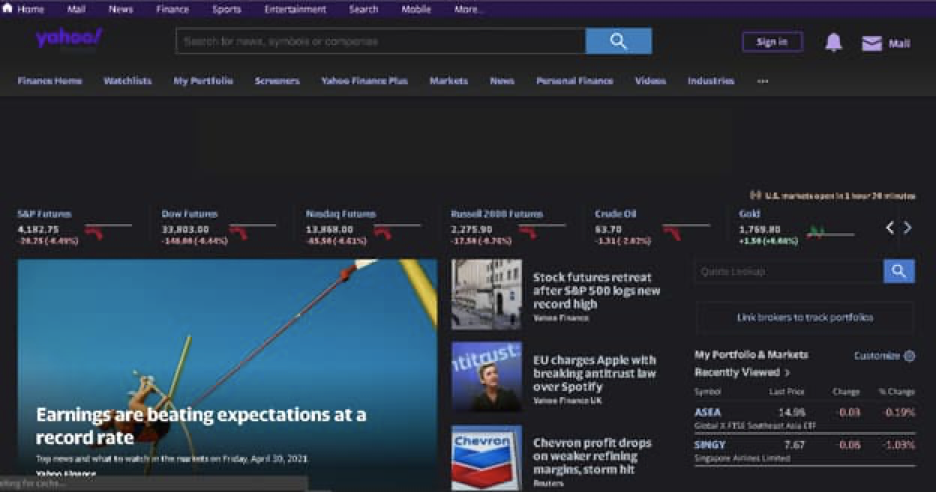 Yahoo Finance Dark Mode