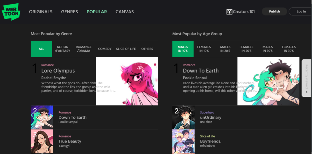 webtoon dark mode