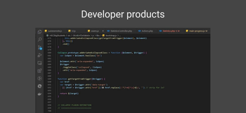 developer products dark mode