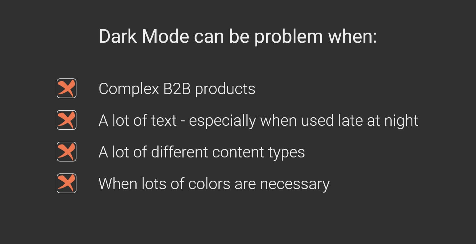 when dark mode is not appropriate