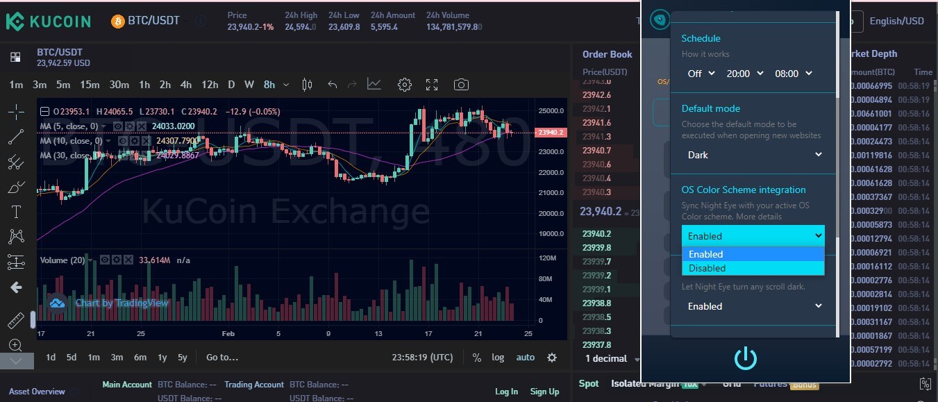 kucoin dark mode