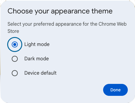 Dark mode | Chrome Web Store Has a Dark Mode | (13) theme options chrome web store 1 | Night Eye