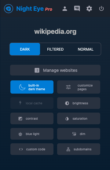Night Eye Popup on working