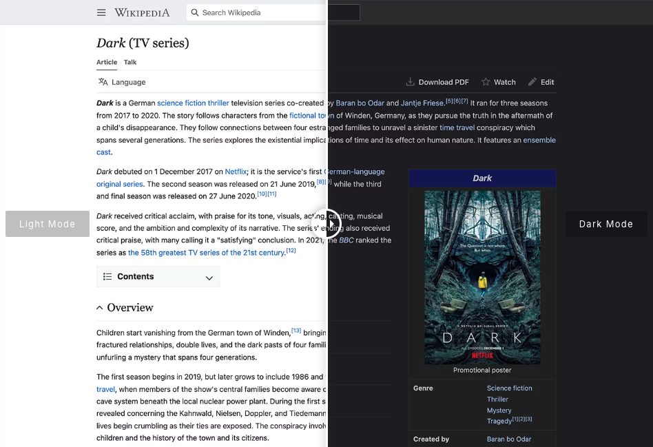 Extension de mode sombre pour tous les sites web